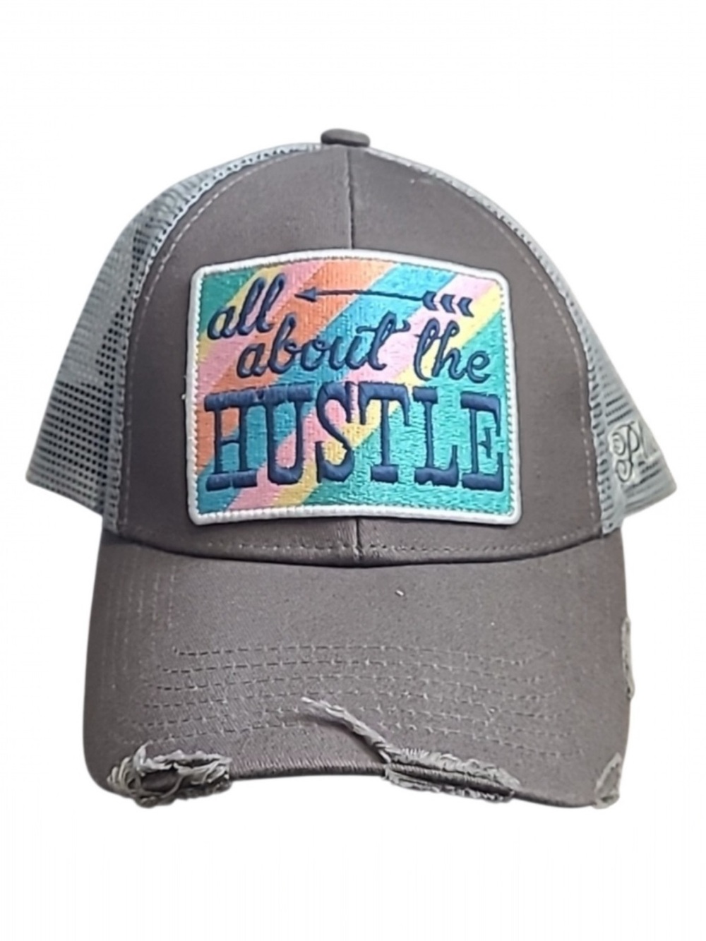 Plunder Mesh Trucker Hat with Colorful “All About The Hustle” Patch - NEW